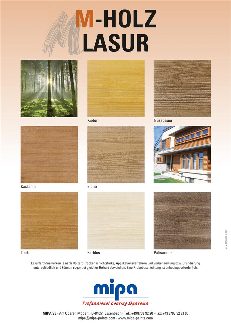 Mipa Farbtonkarte M-Holzlasur - Flyer DIN A4 Druck