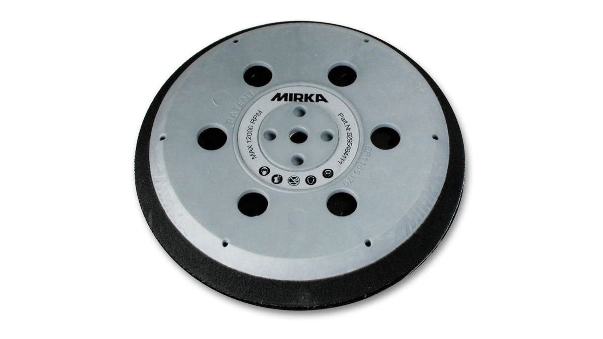 Mirka hart Grip-Teller (Unipad) Ø 150 mm 5/16“ + M8 Gewinde, inkl. Schutzauflage, geeignet für 6-Loch, 6+1-Loch, 9-Loch, 15-Loch, Abranet Grip 61-Loch (1Stk)