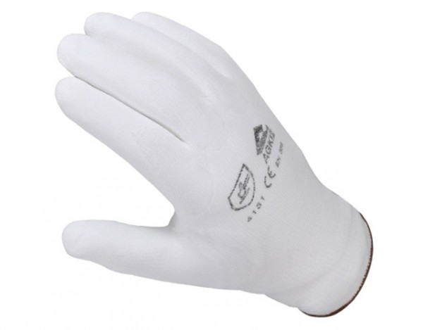 PU beschichtete Nylon-Handschuhe weiss (1 Paar, Größe 8)