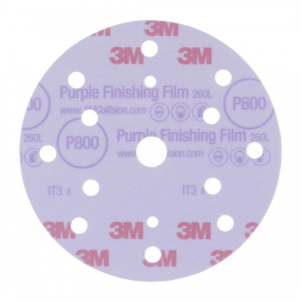 3M 51155 Hookit Purple Schleifscheibe P800 260L 15-Loch Ø150mm (50 Stk)